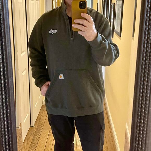 Carhartt Pullover Sweatshirt Mock Neck Quarter Zip Mens XL Gray 106#8=R13 - Picture 5 of 15